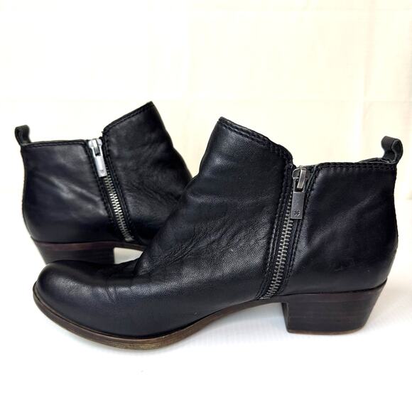 LUCKY BRAND Black Leather Ankle Boots Women's SIze 8 Capsule Classic Western - Picture 4 of 11
